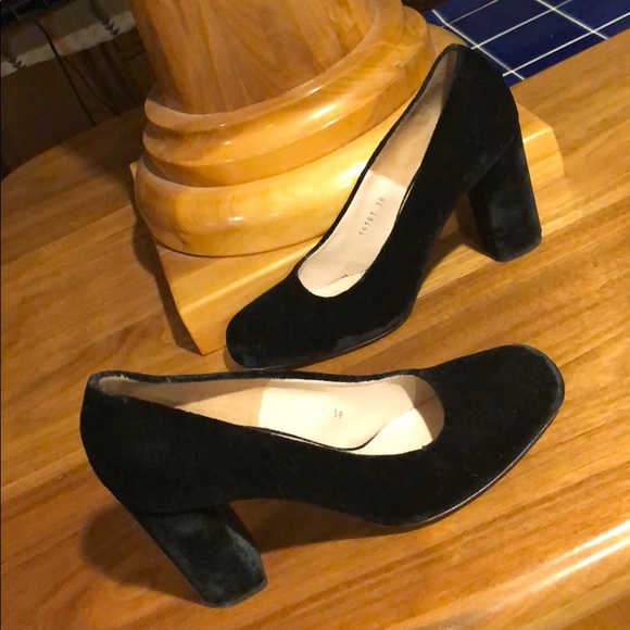 Dries Van Noten Velvet Black Block Heels 38M Euro - Picture 4 of 13